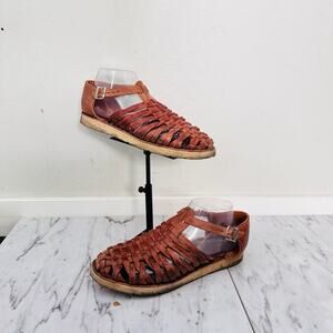 Brand X Brown Strappy Leather Fisherman Sandals Women’s Size 8.5